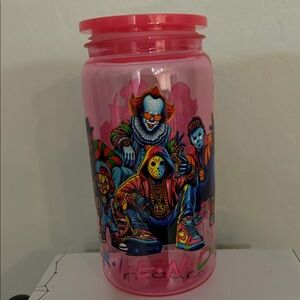 Pink Graphic Horror Characters Decorative Cup